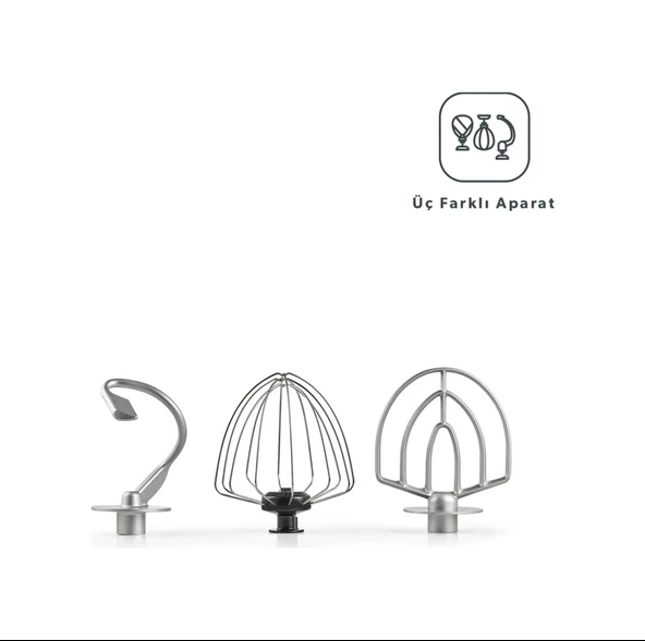 Homend Artfood 3025 1200 W 5,5 LT Stand Mikser Gri - 4