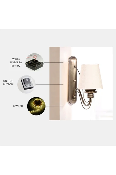 Lumexx Yeni Berfin Pilli Aplik Eskitme Hasır Abajurlu ürün görseli