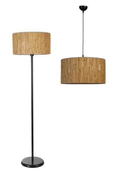 Lumexx BAMBU 07 AVİZE LAMBADER SİYAH 2 Lİ SET - Resim 2