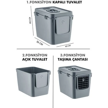 MASKOT ÜSTTEN KAPAKLI KAPALI KEDİ TUVALETİ - Resim 3