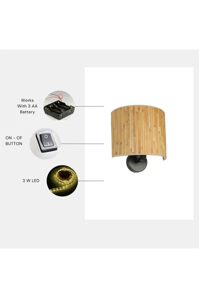 Lumexx YENİ BAMBU PİLLİ 07 ABAJURLU OVAL APLİK ürün görseli