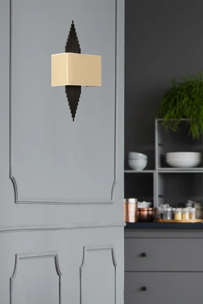 Lumexx Yeni Hande Pilli Siyah Dikdörtgen Açık Hasır Abajurlu Aplik - Resim 2