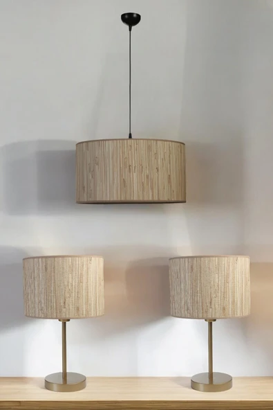 Lumexx BAMBU 09 ABAJUR AVİZE 3 LÜ SET ürün görseli