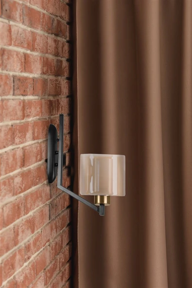 Lumexx Yeni Ruby Pilli Siyah Bal Camlı Aplik - Resim 3