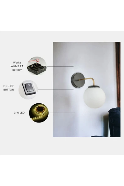 Lumexx YENİ PABLO PİLLİ SİYAH BEYAZ CAMLI APLİK ürün görseli