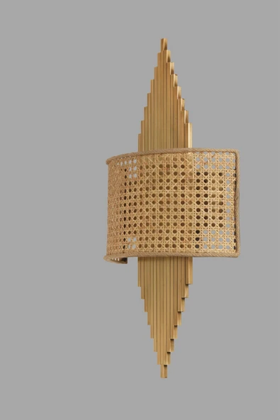 Lumexx Yeni Aslı Pilli Eskitme Oval Rattan Abajurlu Aplik - Resim 3