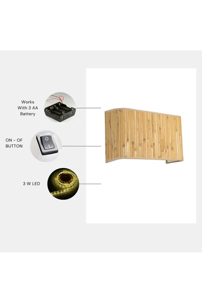 Lumexx YENİ BAMBU PİLLİ 07 ABAJURLU DİKDÖRTGEN APLİK ürün görseli