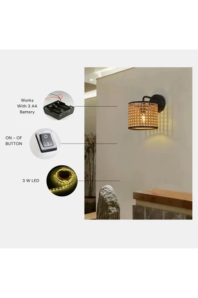 Lumexx YENİ PENA PİLLİ SİYAH RATTAN APLİK ürün görseli