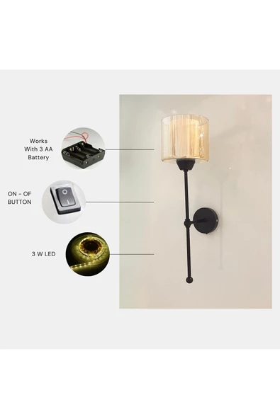 Lumexx YENİ SAHRA PİLLİ SİYAH BAL CAMLI APLİK ürün görseli