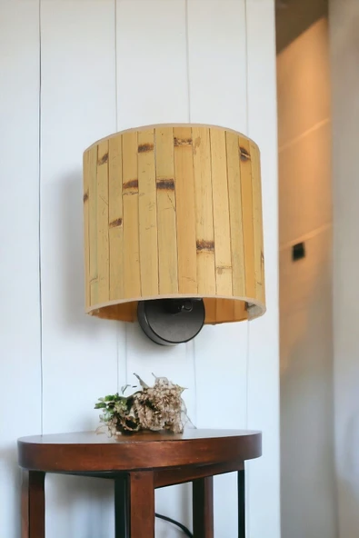 Lumexx YENİ BAMBU PİLLİ 02 ABAJURLU OVAL APLİK - Resim 2