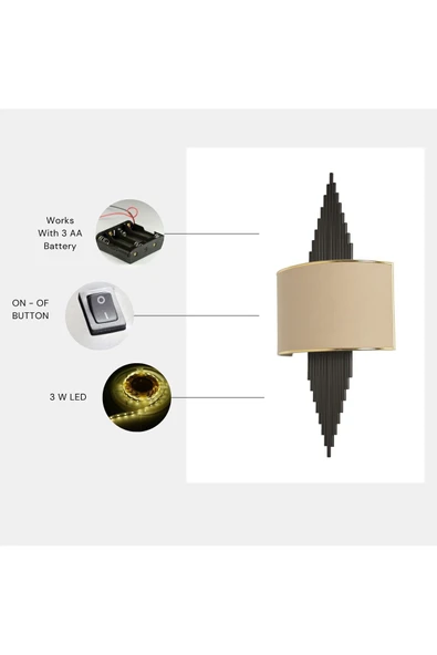 Lumexx Yeni Hande Pilli Siyah Oval 82 Abajurlu Aplik ürün görseli