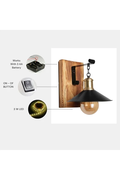 Lumexx Yeni Alkım Pilli Yanık Metal Başlıklı Aplik ürün görseli