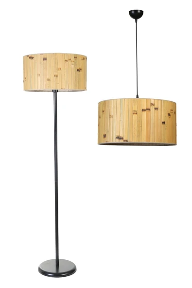 Lumexx BAMBU 02 AVİZE LAMBADER 2 Lİ SET - Resim 2