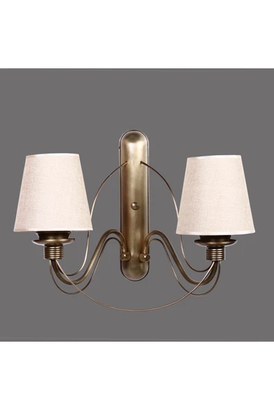 Lumexx YENİ BERFİN PİLLİ 2 Lİ APLİK ESKİTME HASIR ABAJURLU - Resim 4