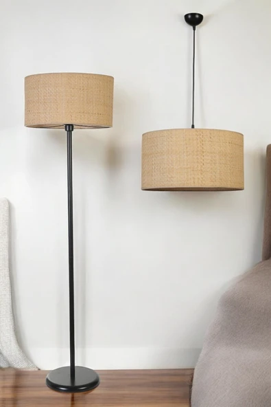 Lumexx HASIR RATTAN AVİZE LAMBADER 2 Lİ SET ürün görseli