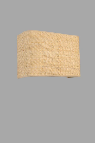 Lumexx Yeni Hasır Pilli Rattan Abajurlu Dikdörtgen Aplik - Resim 4