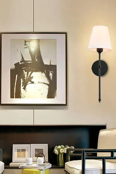 Lumexx DAVİN SİYAH BEYAZ ABAJURLU APLİK - Resim 2