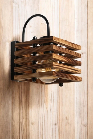 Lumexx Yeni Avni Pilli Kare Ahşap Yanık Aplik - Resim 2