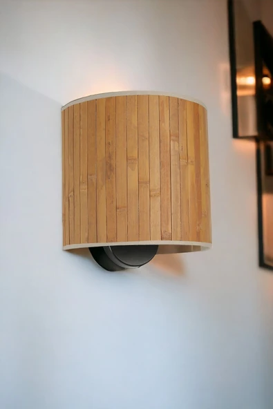 Lumexx YENİ BAMBU PİLLİ 01 ABAJURLU OVAL APLİK - Resim 2