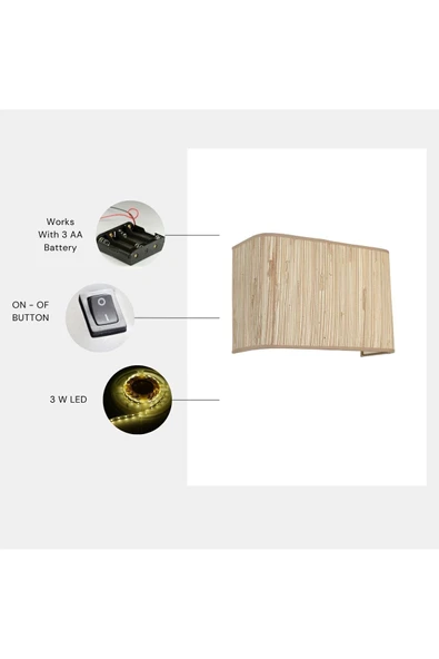 Lumexx Yeni Bambu Pilli 09 Abajurlu Dikdörtgen Aplik ürün görseli