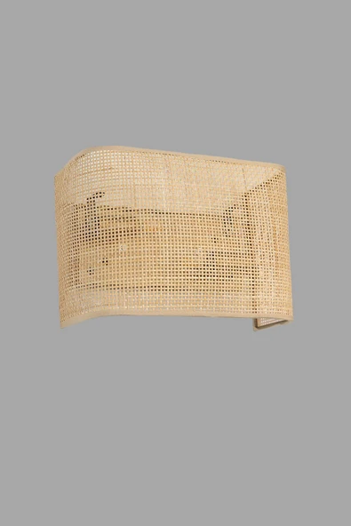 Lumexx Yeni Örgülü Pilli Rattan Abajurlu Dikdörtgen Aplik - Resim 4