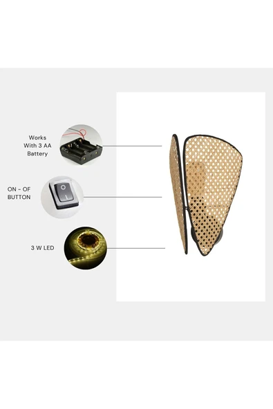 Lumexx Yeni Ege Pilli 2 Li Siyah Rattan Aplik ürün görseli