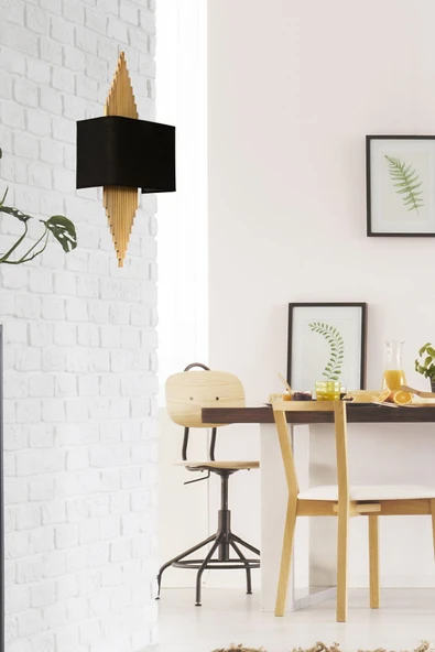 Lumexx Yeni Aslı Pilli Eskitme Dikdörtgen Siyah Abajurlu Aplik - Resim 2