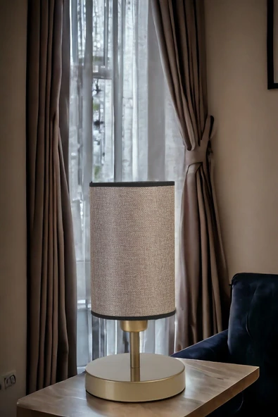 Lumexx Yeni Rumeli Pilli Eskitme Koyu Hasır Abajurlu Masa Lambası - Resim 2