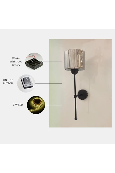 Lumexx YENİ SAHRA PİLLİ SİYAH FÜME CAMLI APLİK ürün görseli