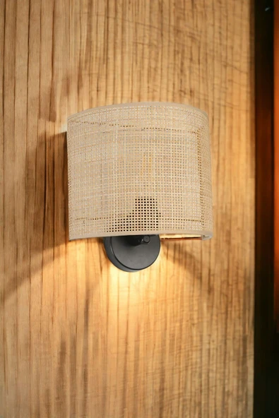 Lumexx YENİ ÖRGÜLÜ PİLLİ RATTAN ABAJURLU OVAL APLİK ürün görseli