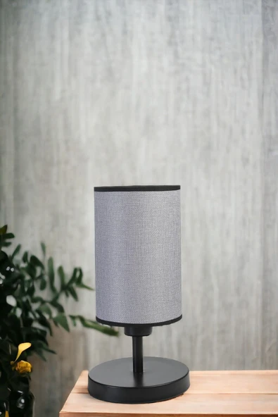 Lumexx Yeni Rumeli Pilli Siyah Hasır Gri Abajurlu Masa Lambası - Resim 2