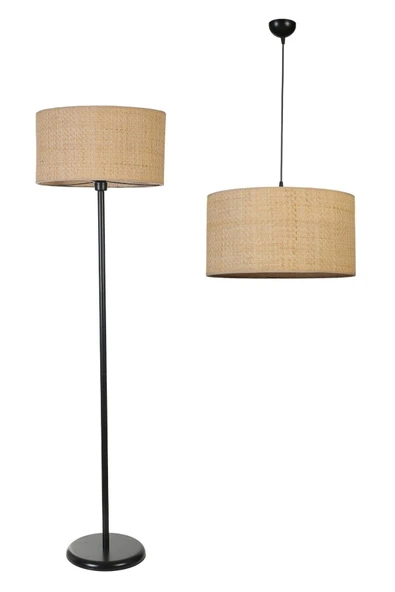 Lumexx HASIR RATTAN AVİZE LAMBADER 2 Lİ SET - Resim 2