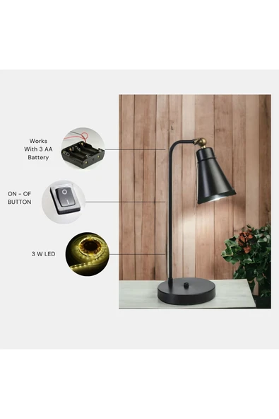 Lumexx YENİ DORA PİLLİ SİYAH MASA LAMBASI ürün görseli