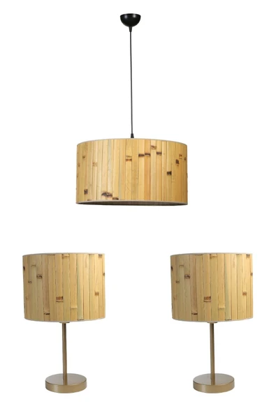 Lumexx BAMBU 02 ABAJUR AVİZE 3 LÜ SET - Resim 2