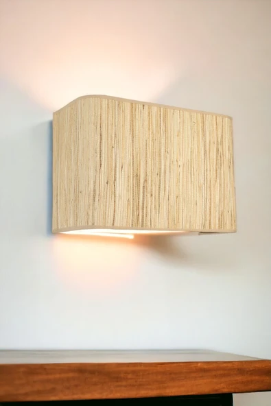 Lumexx YENİ BAMBU PİLLİ 010 ABAJURLU DİKDÖRTGEN APLİK - Resim 2