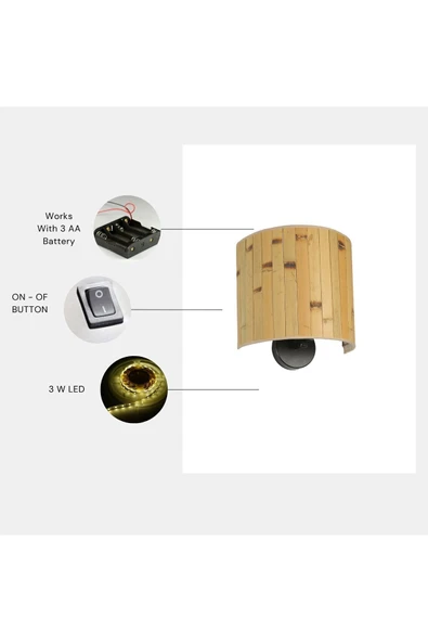 Lumexx YENİ BAMBU PİLLİ 02 ABAJURLU OVAL APLİK ürün görseli