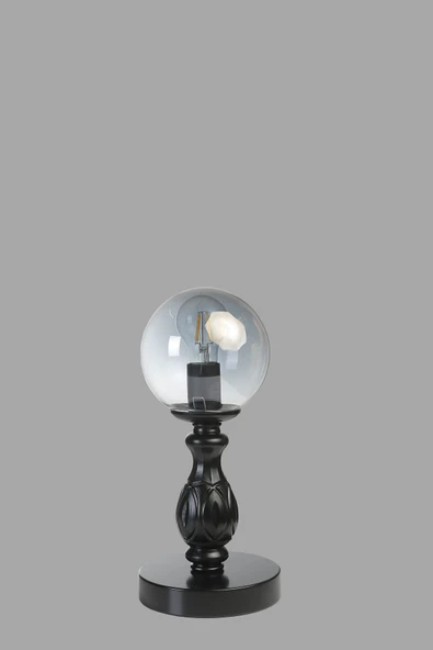 Lumexx Yeni Olimpiyat Pilli Siyah Füme Camlı Masa Lambası - Resim 4