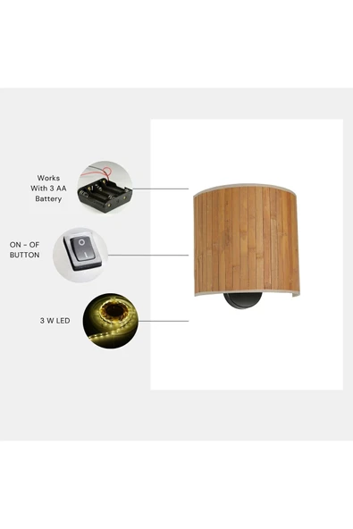 Lumexx YENİ BAMBU PİLLİ 01 ABAJURLU OVAL APLİK ürün görseli