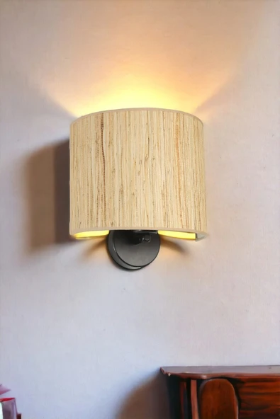 Lumexx YENİ BAMBU PİLLİ 010 ABAJURLU OVAL APLİK - Resim 2