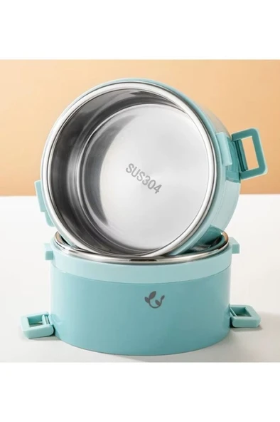 Food 2.7 Litre, 3 Katlı, Yuvarlak, Paslanmaz Çelik, Sızdırmaz, Yemek Taşıma Kabı, Sefer Tası, FOOD 1096A - Resim 3