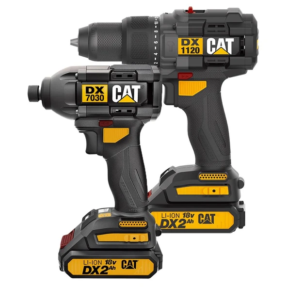 CAT DXK201 18Volt/2.0Ah Li-ion Çift Akülü Kömürsüz Profesyonel Şarjlı Darbeli Matkap + DX7030 + DA01903 Kombo Set - Resim 2