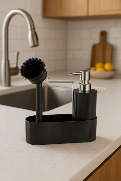 Mutfak Tezgahı Düzenleyici Set – Sıvı Sabunluk ve Bulaşık Fırçası Aparatlı DC-6776 ürün görseli