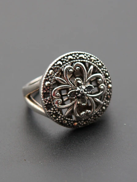 925 Ayar Gümüş Kadın Yüzük sy000101 - Resim 5