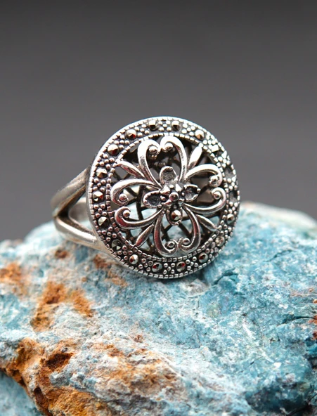 925 Ayar Gümüş Kadın Yüzük sy000101 - Resim 7