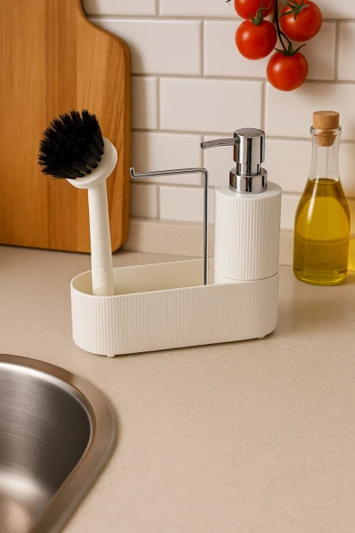 Mutfak Tezgahı Düzenleyici Set – Sıvı Sabunluk ve Bulaşık Fırçası Aparatlı DC-6776 - Resim 9