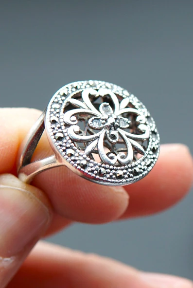 925 Ayar Gümüş Kadın Yüzük sy000101 - Resim 3