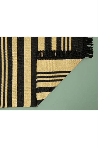 English Home Lara Tiar Dokuma Kilim Krem Siyah - Resim 4