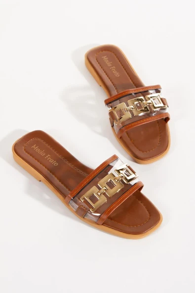 Kare Toka Şeffaf Kadın Terlik Dış Mekan Ve Ev Terliği ürün görseli