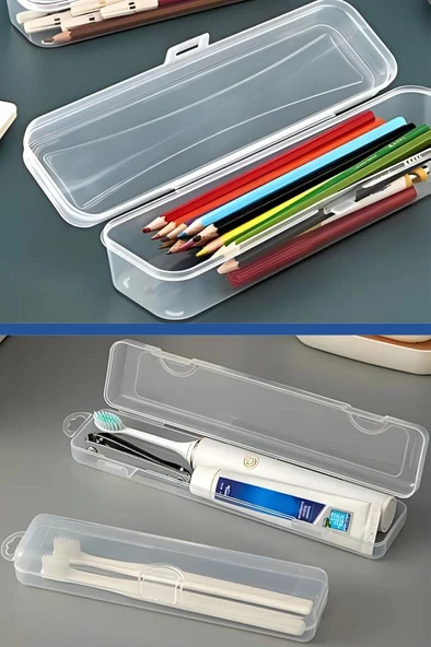 4’lü Aksesuar Kutu Seti, Çatal Kaşık Bıçak Diş Fırçası Traş Bakım Makyaj Kalem Saklama Kabı BASKISIZ - 4