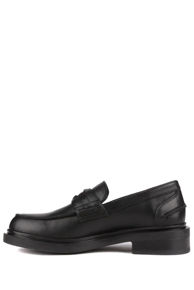 Stato - Siyah Hakiki Deri Kadın Loafer 25-AD1042 - Resim 4